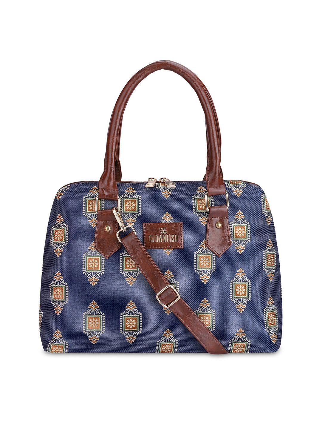 the clownfish ethnic motifs printed oversized bowling handheld bag with applique