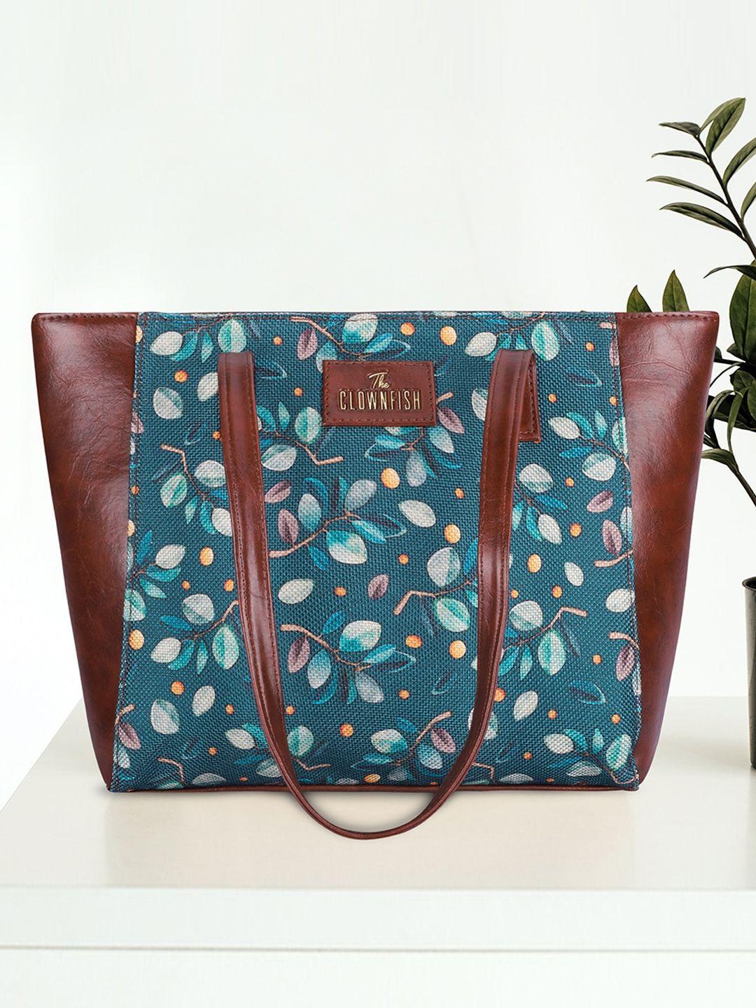 the clownfish floral printed leather tote bag