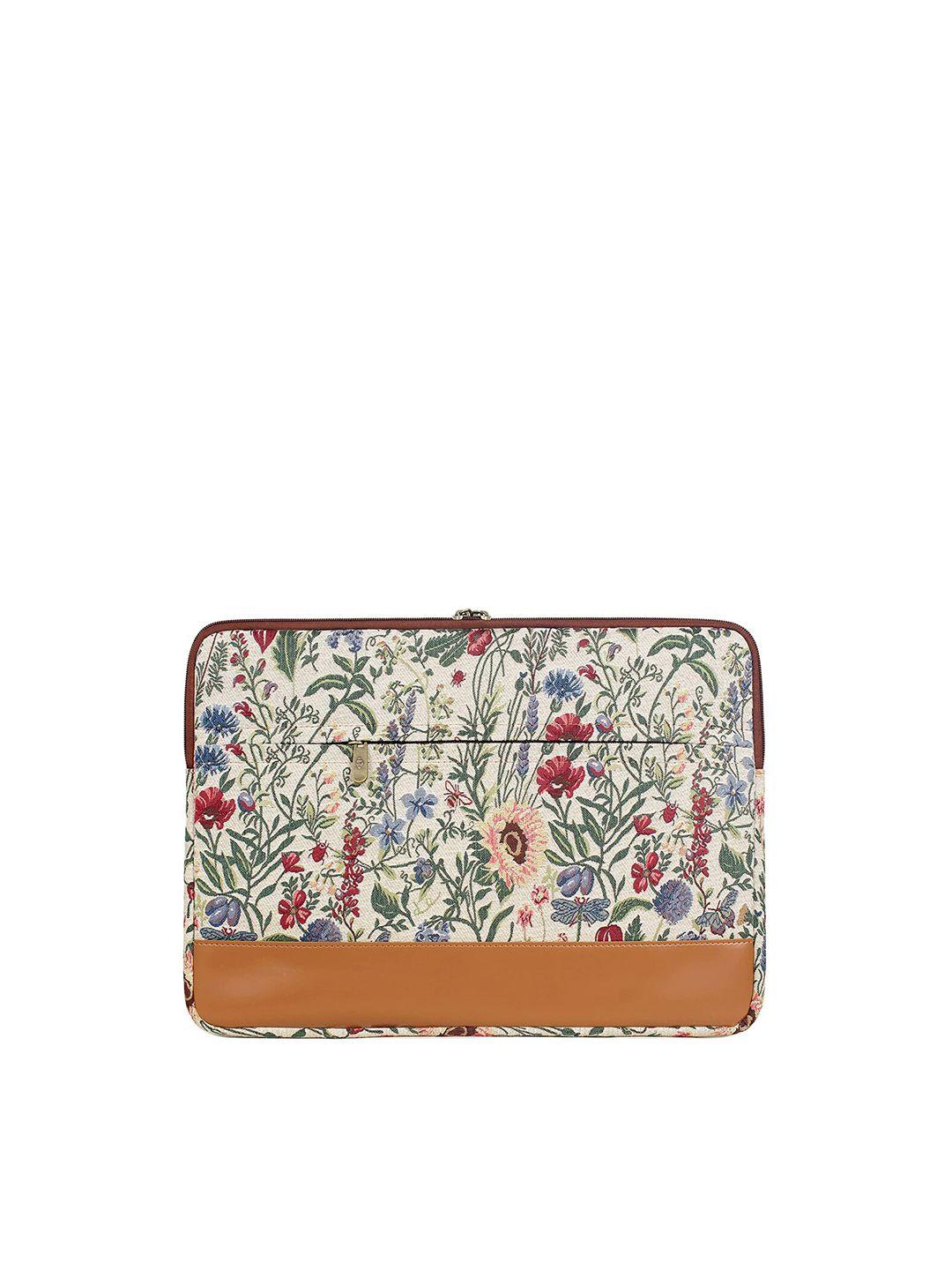 the clownfish floral printed python flax laptop sleeve