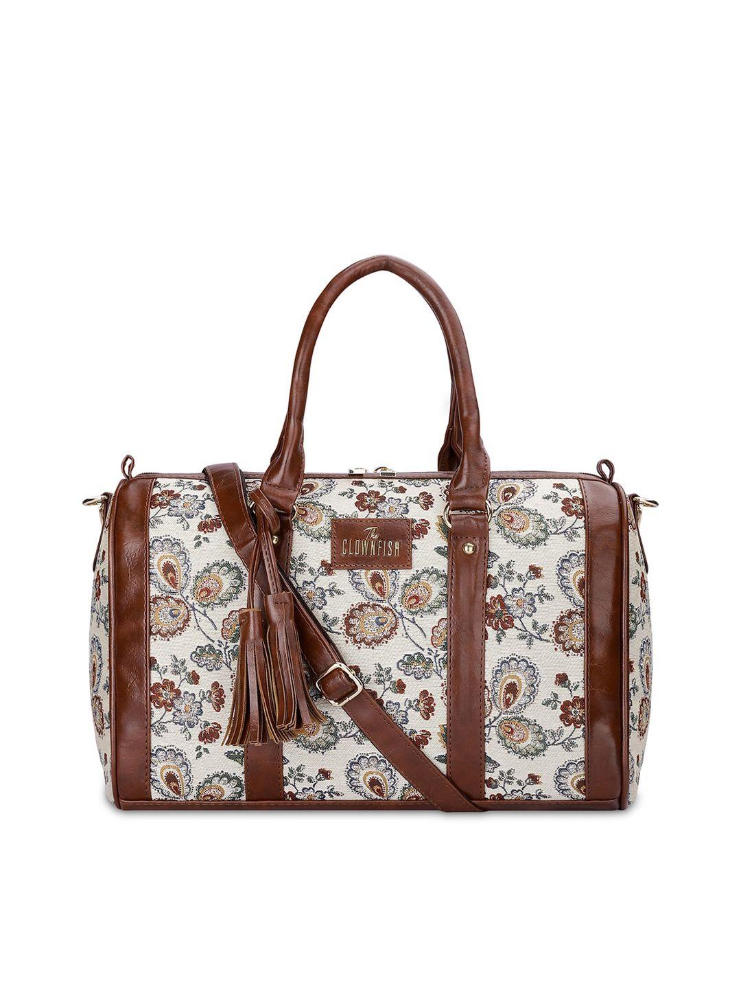 the clownfish floral printed structured handheld bag with tasselled