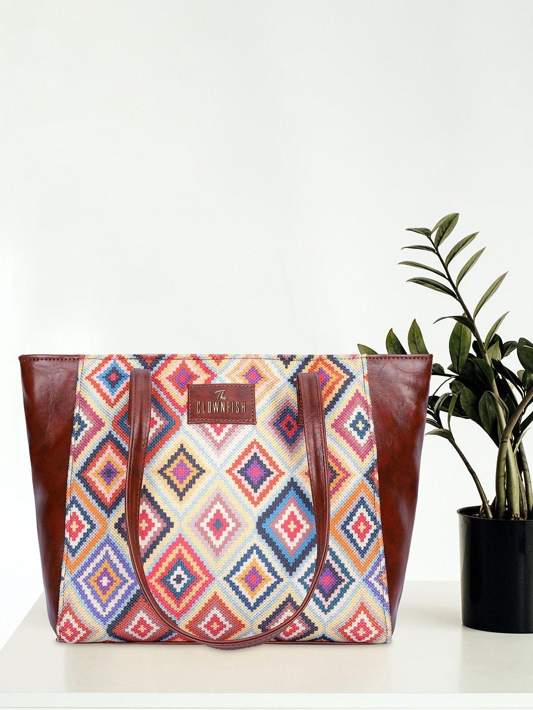 the clownfish geometric printed structured tote bag