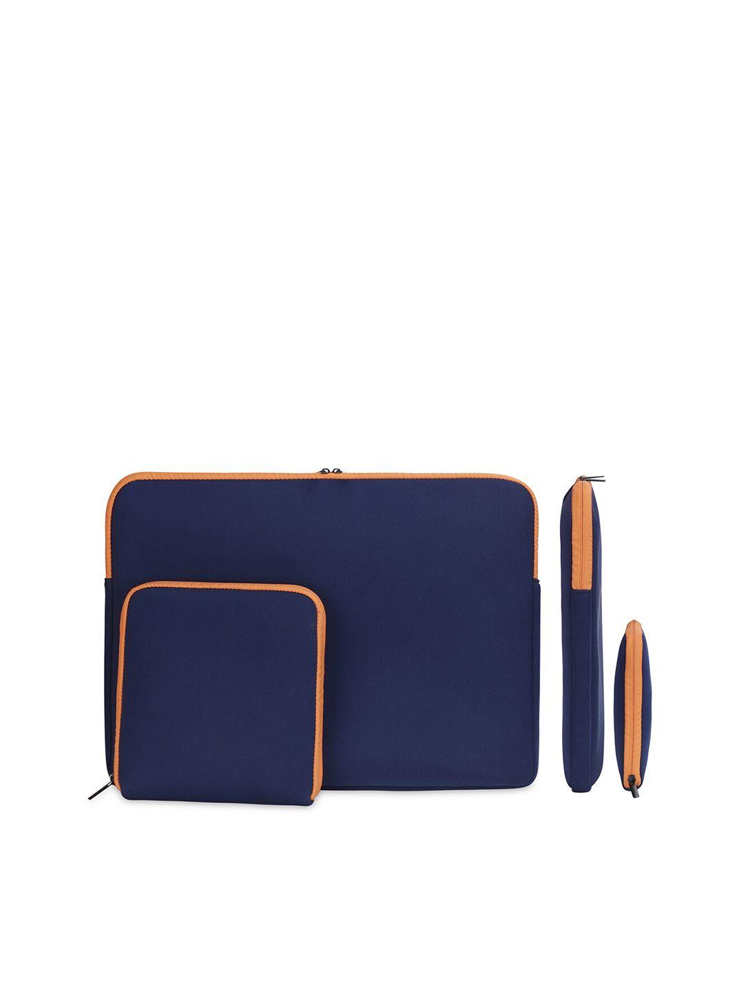 the clownfish navy blue & orange solid polyester laptop sleeve