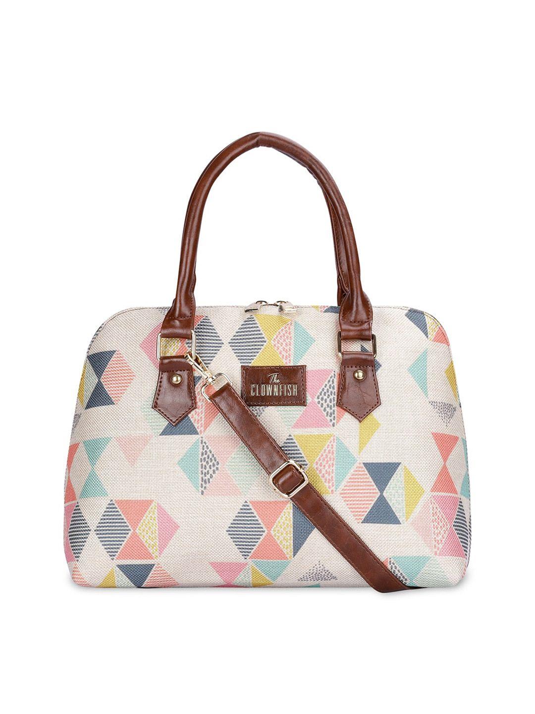 the clownfish pink geometric printed structured handheld bag
