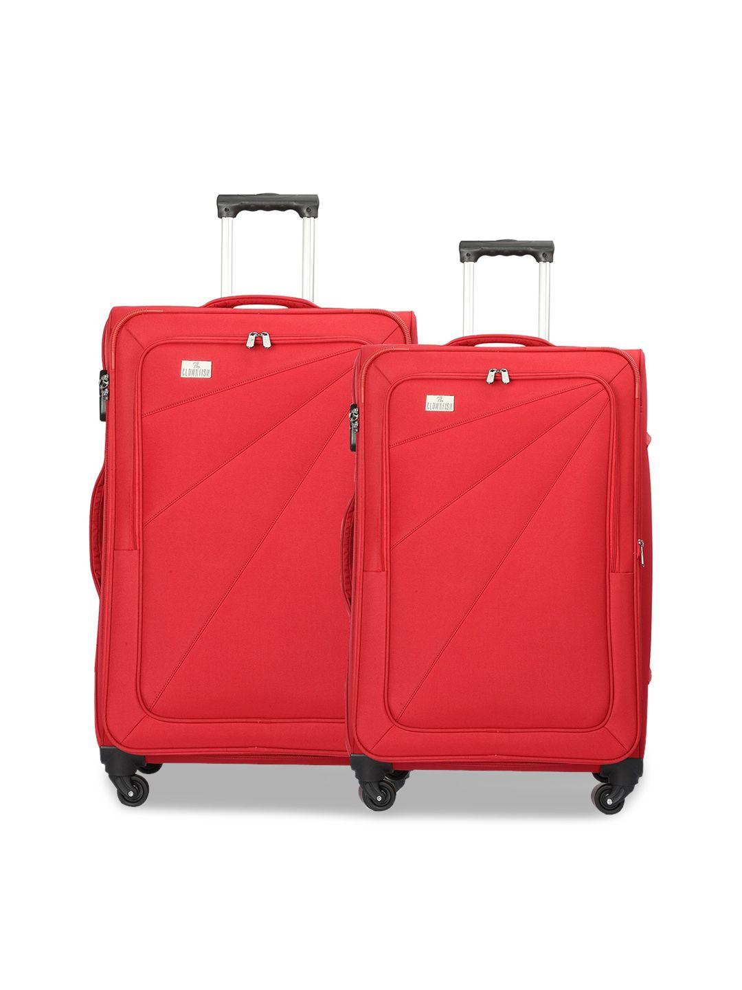 the clownfish set of 2 red solid soft-sided trolley suitcases