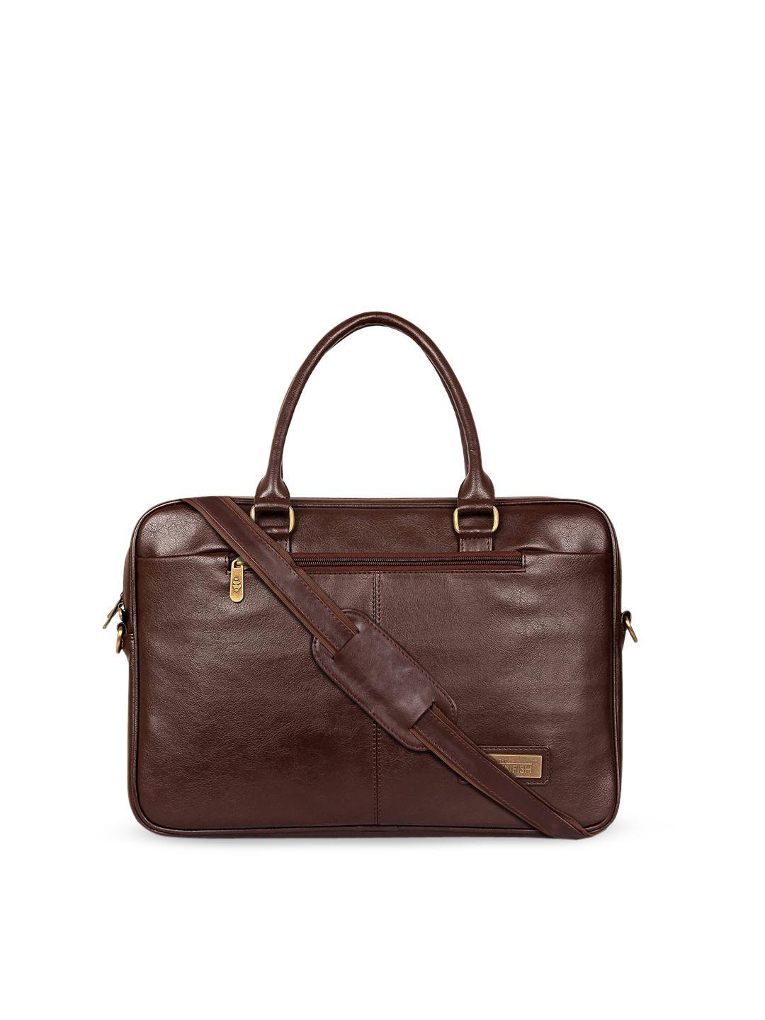 the clownfish unisex brown solid laptop bag