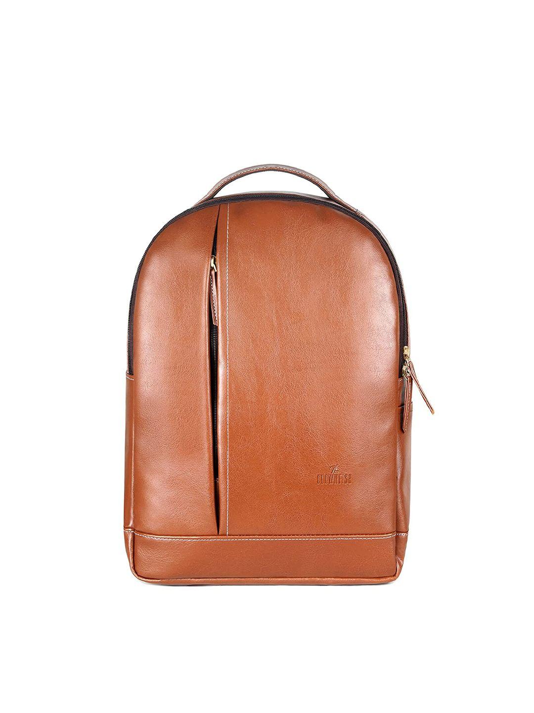 the clownfish unisex tan solid leather laptop bag