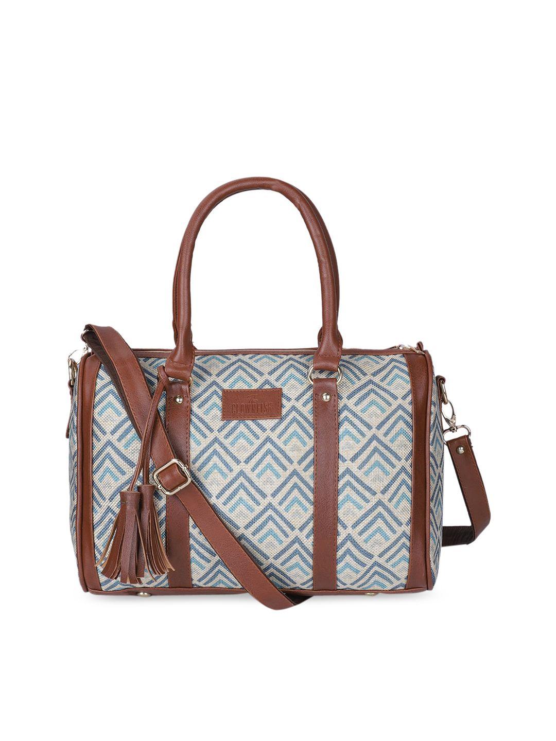 the clownfish white & blue geometric printed handheld bag