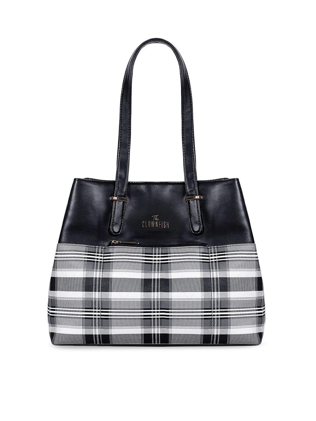 the clownfish women black checked checked structured shoulder bag