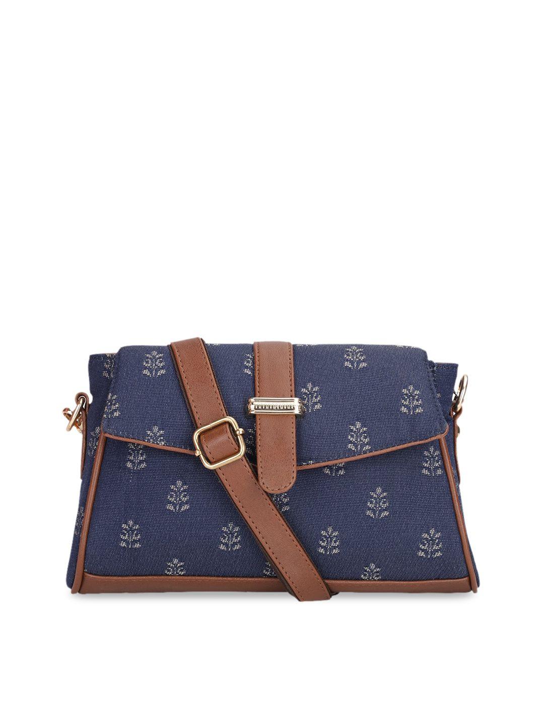 the clownfish women blue floral structured sling bag