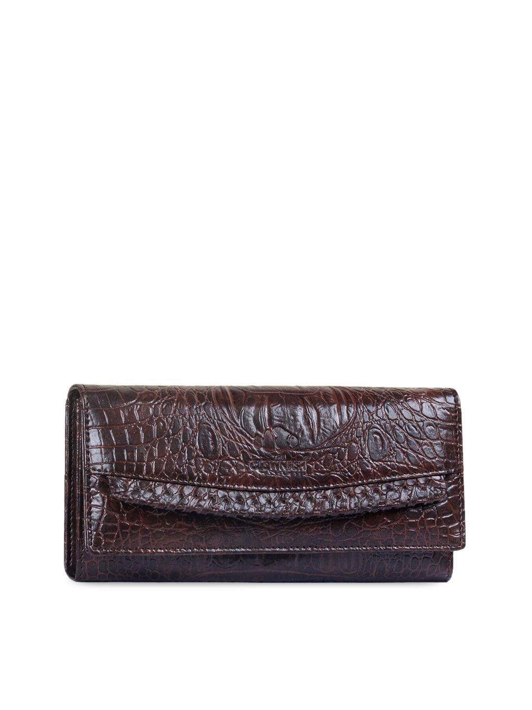 the clownfish women coffee brown textured leather envelope