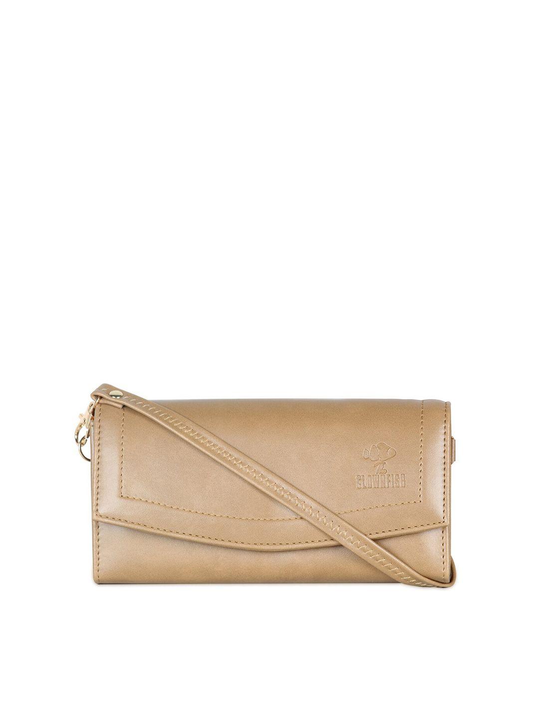 the clownfish women coffee brown textured synthetic leather envelope