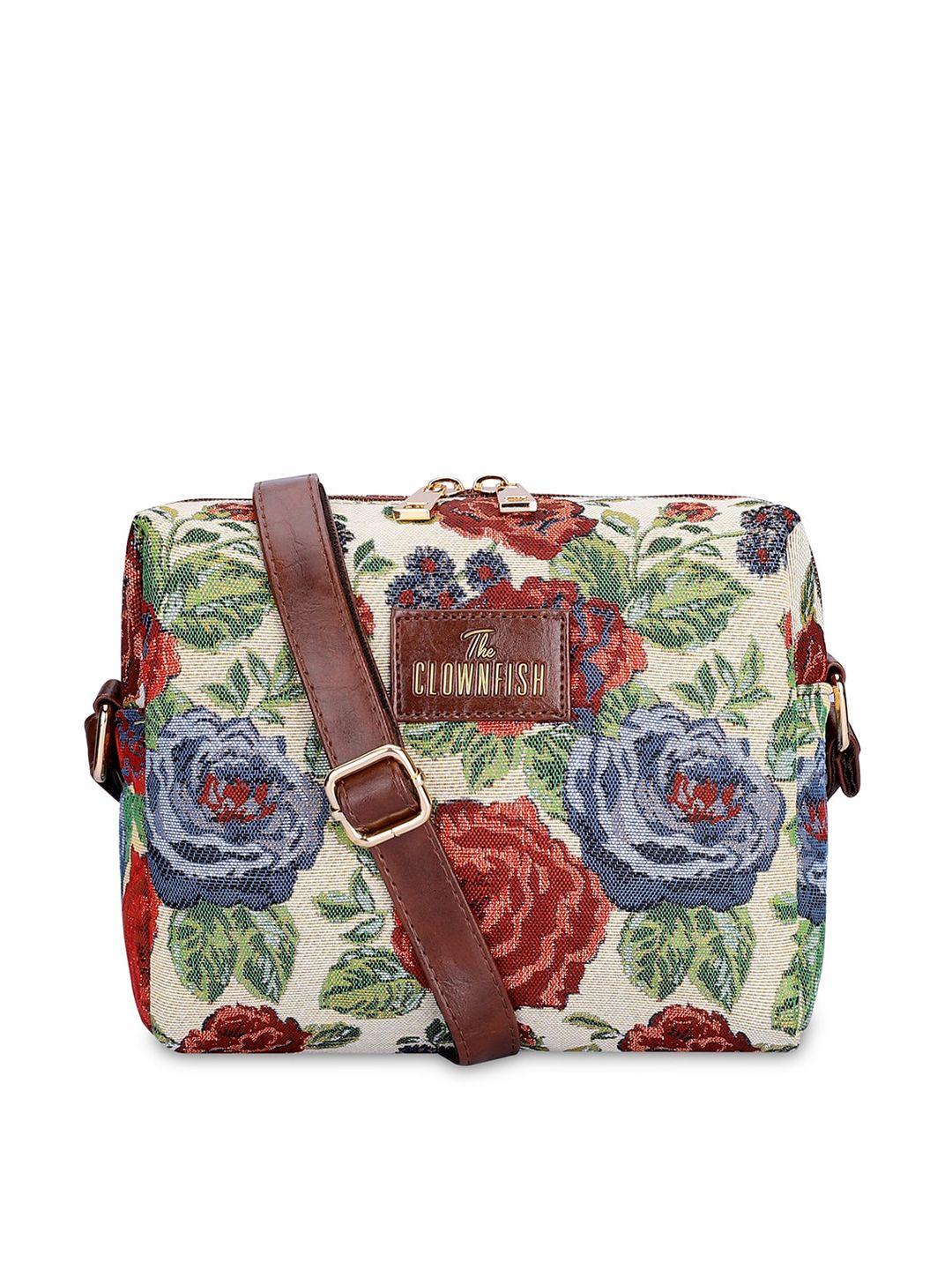 the clownfish women floral printed cotton structured sling bag