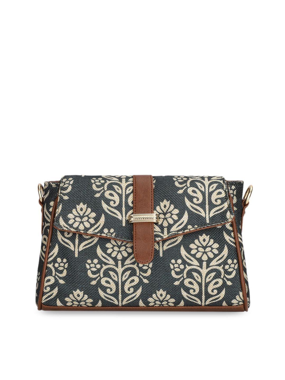 the clownfish women grey ethnic motifs printed structured sling bag