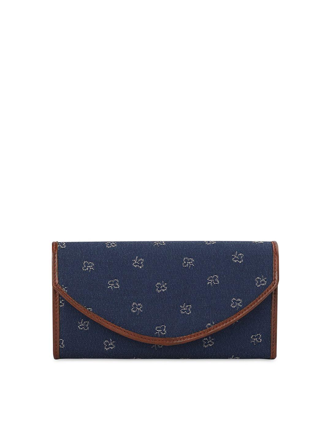 the clownfish women navy blue & brown floral woven design envelope