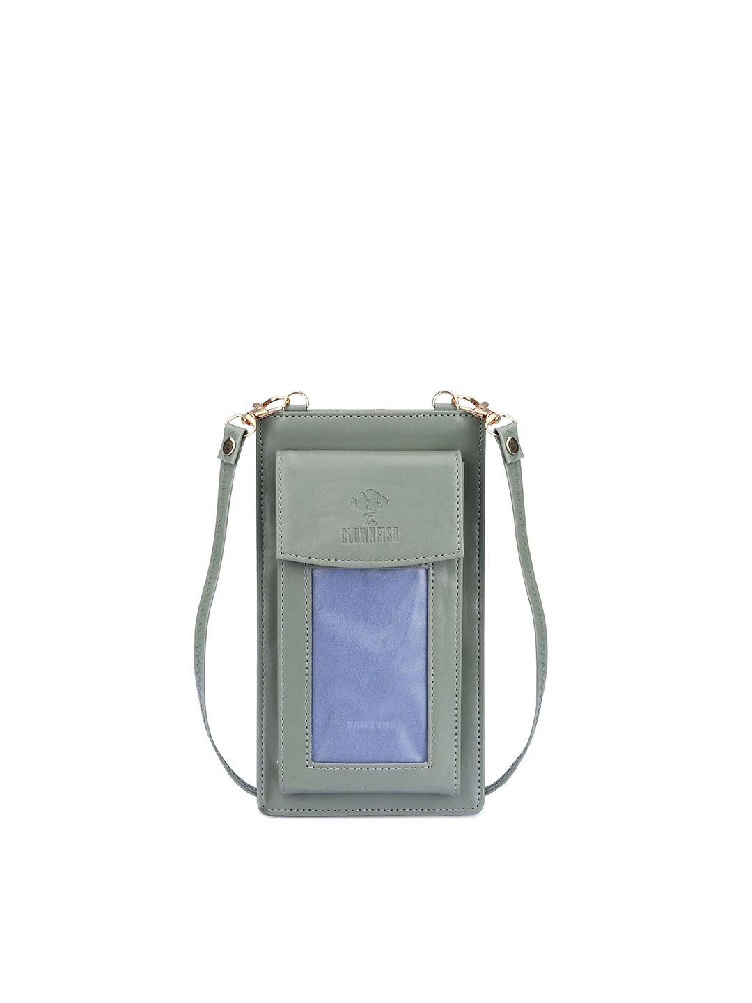 the clownfish women olive green leather two fold wallet