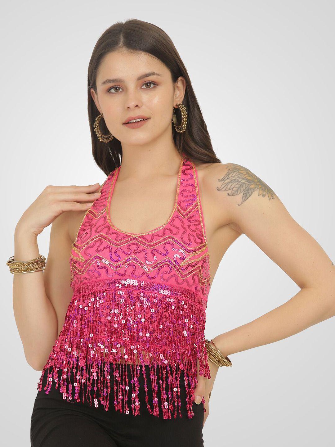 the dance bible pink embellished top