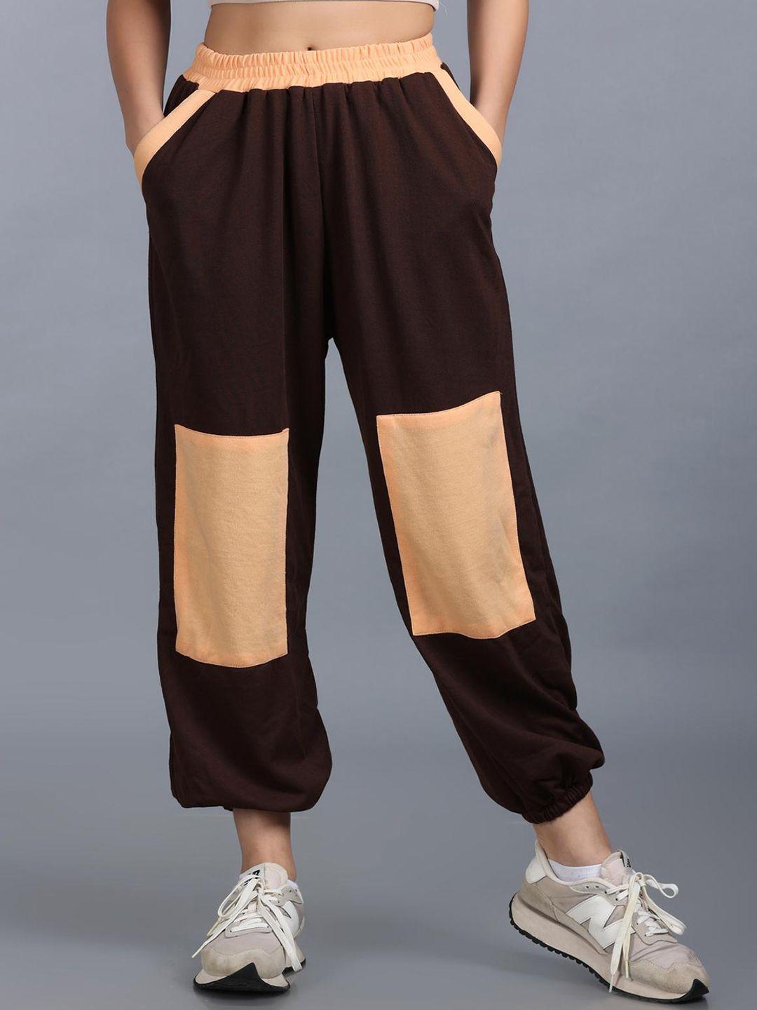 the dance bible women colourblocked relaxed fit cotton joggers