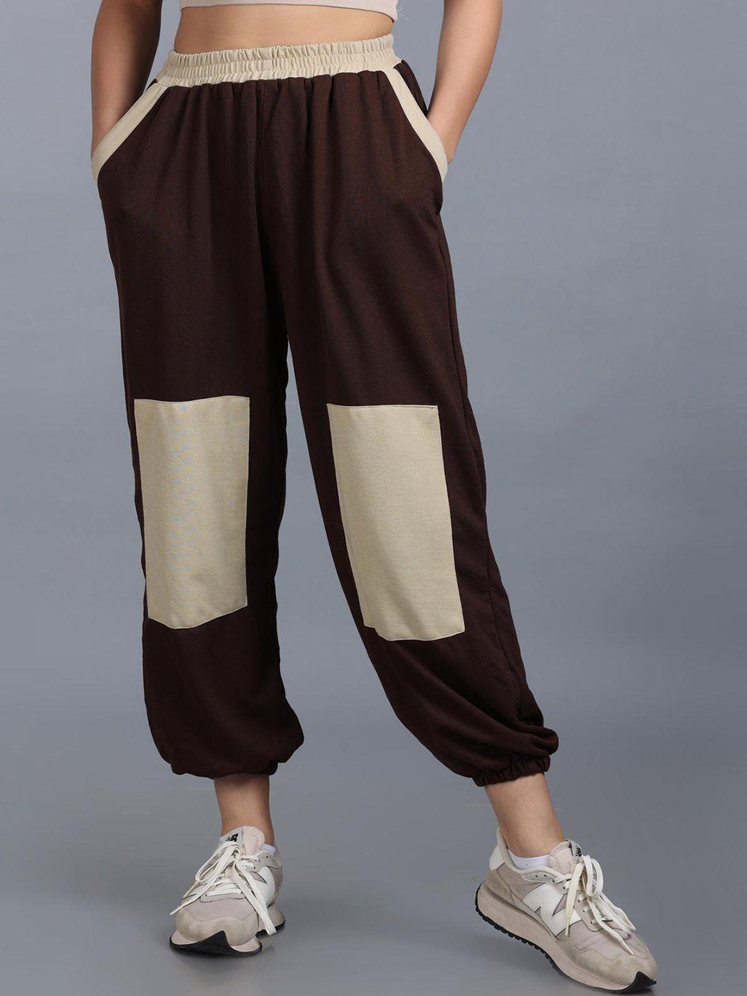 the dance bible women colourblocked relaxed fit cotton joggers