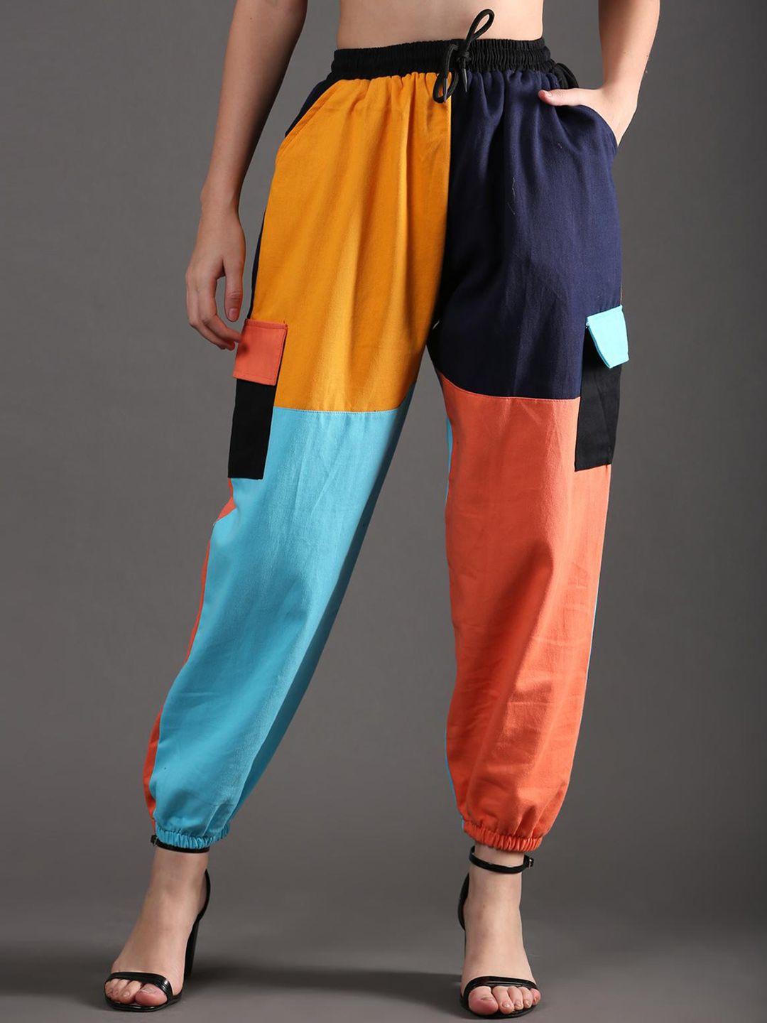 the dance bible women relaxed fit colourblocked baggy cotton anti odour joggers