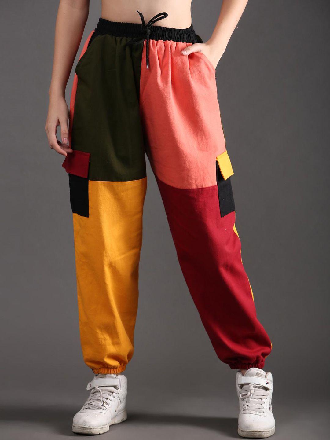 the dance bible women relaxed fit colourblocked baggy cotton anti odour joggers