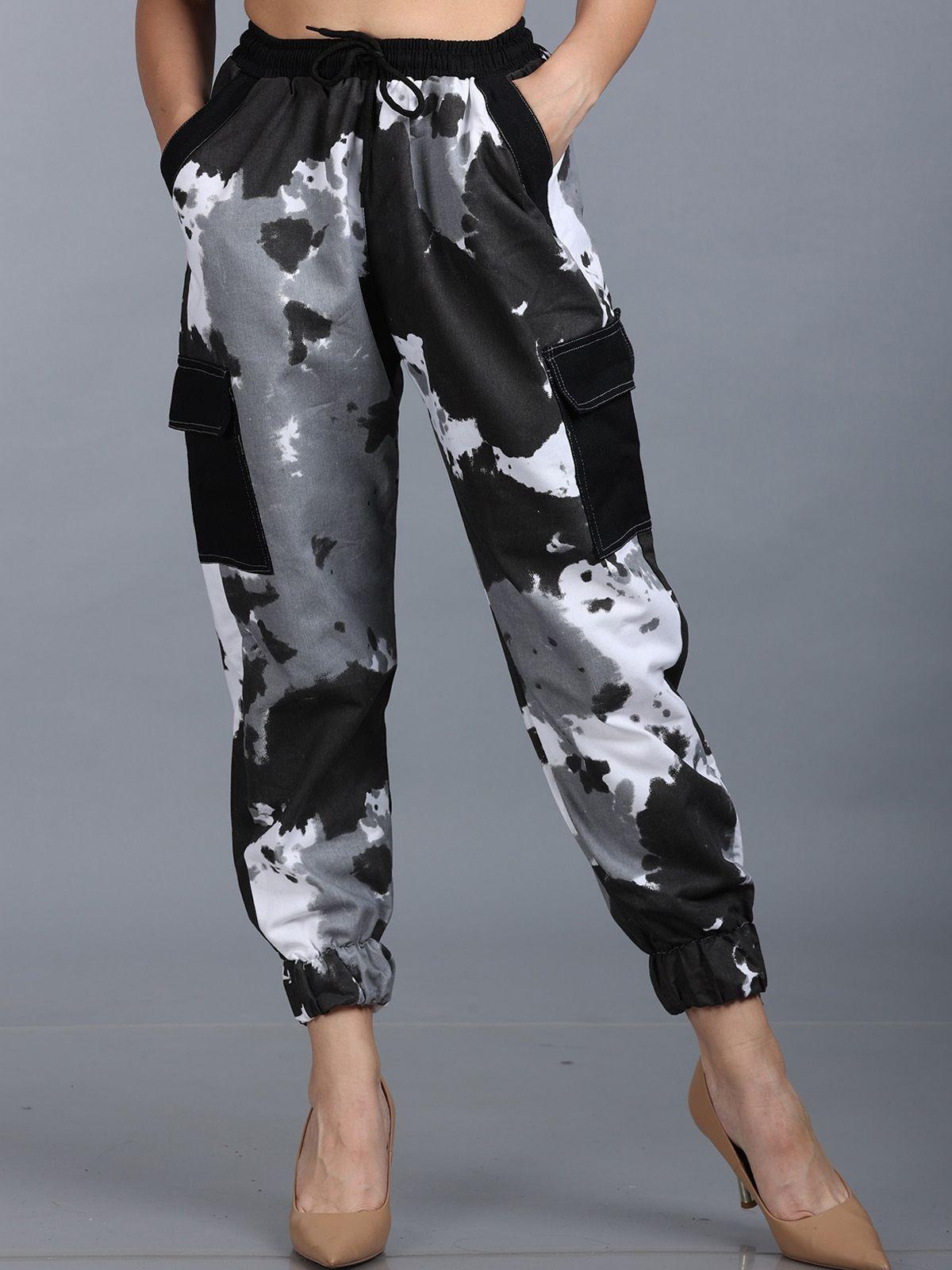 the dance bible women tie & dye printed baggy fit dance cargo trousers