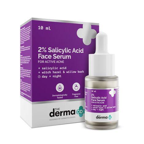 the derma co. 2% salicylic acid serum with witch hazel & willow bark for active acne (10 ml)