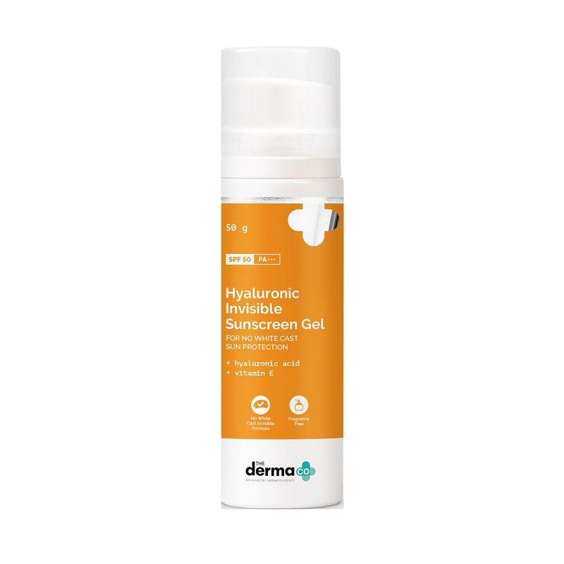 the derma co. hyaluronic invisible sunscreen with hyaluronic acid for no white cast sun protection