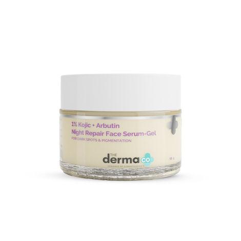 the derma co.1% kojic + arbutin night repair face serum-gel for dark spots & pigmentation (50 g)