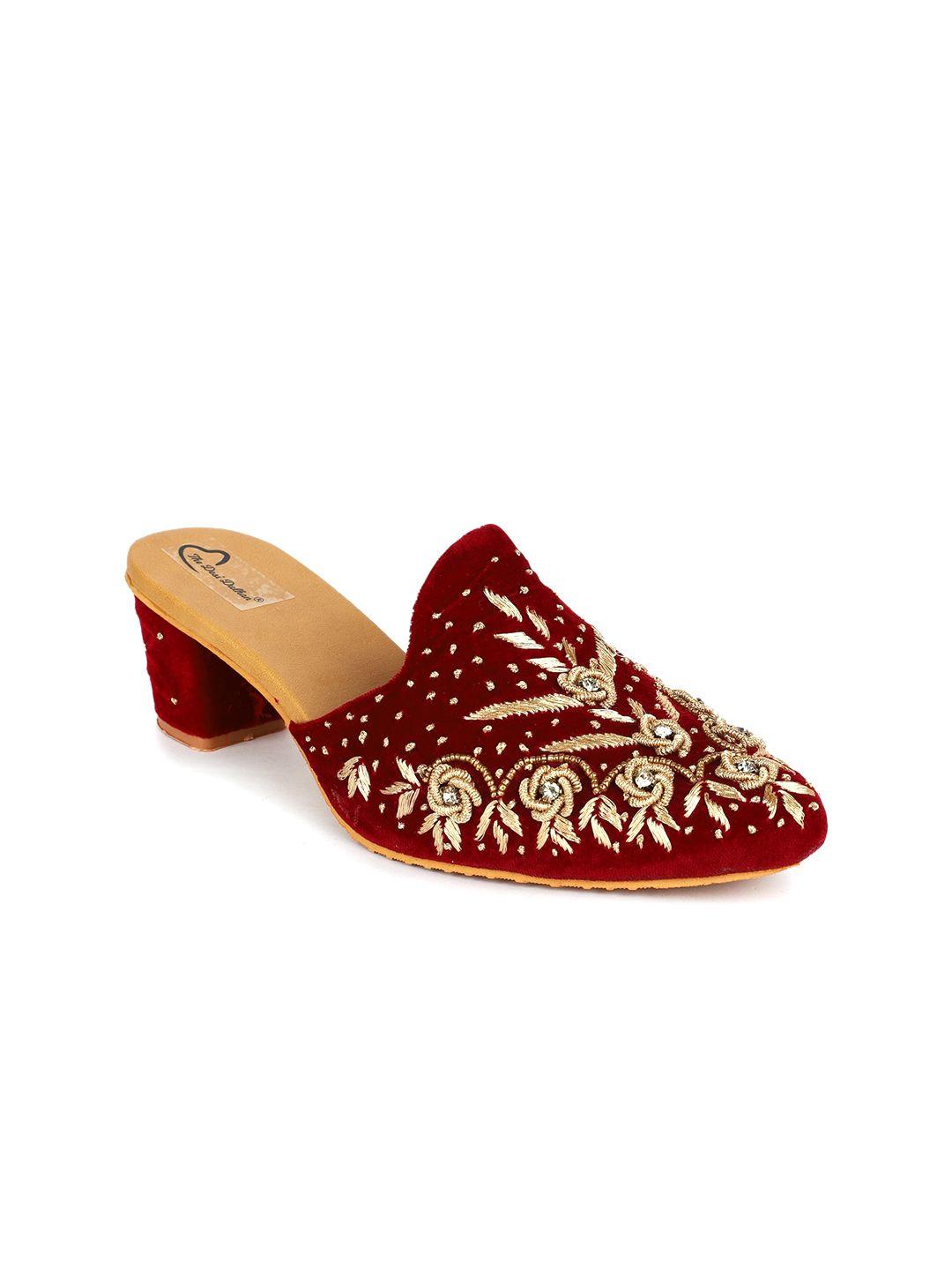 the desi dulhan maroon party block mules