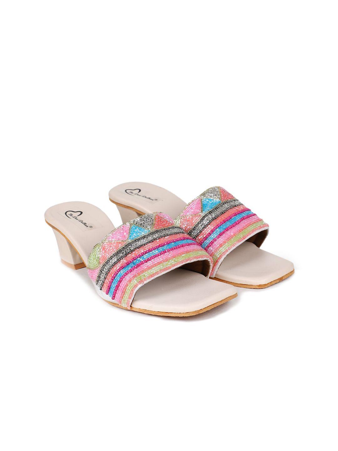 the desi dulhan multicoloured ethnic block sandals