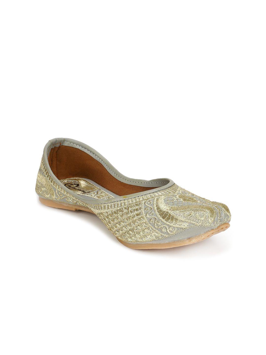 the desi dulhan women grey ethnic ballerinas flats