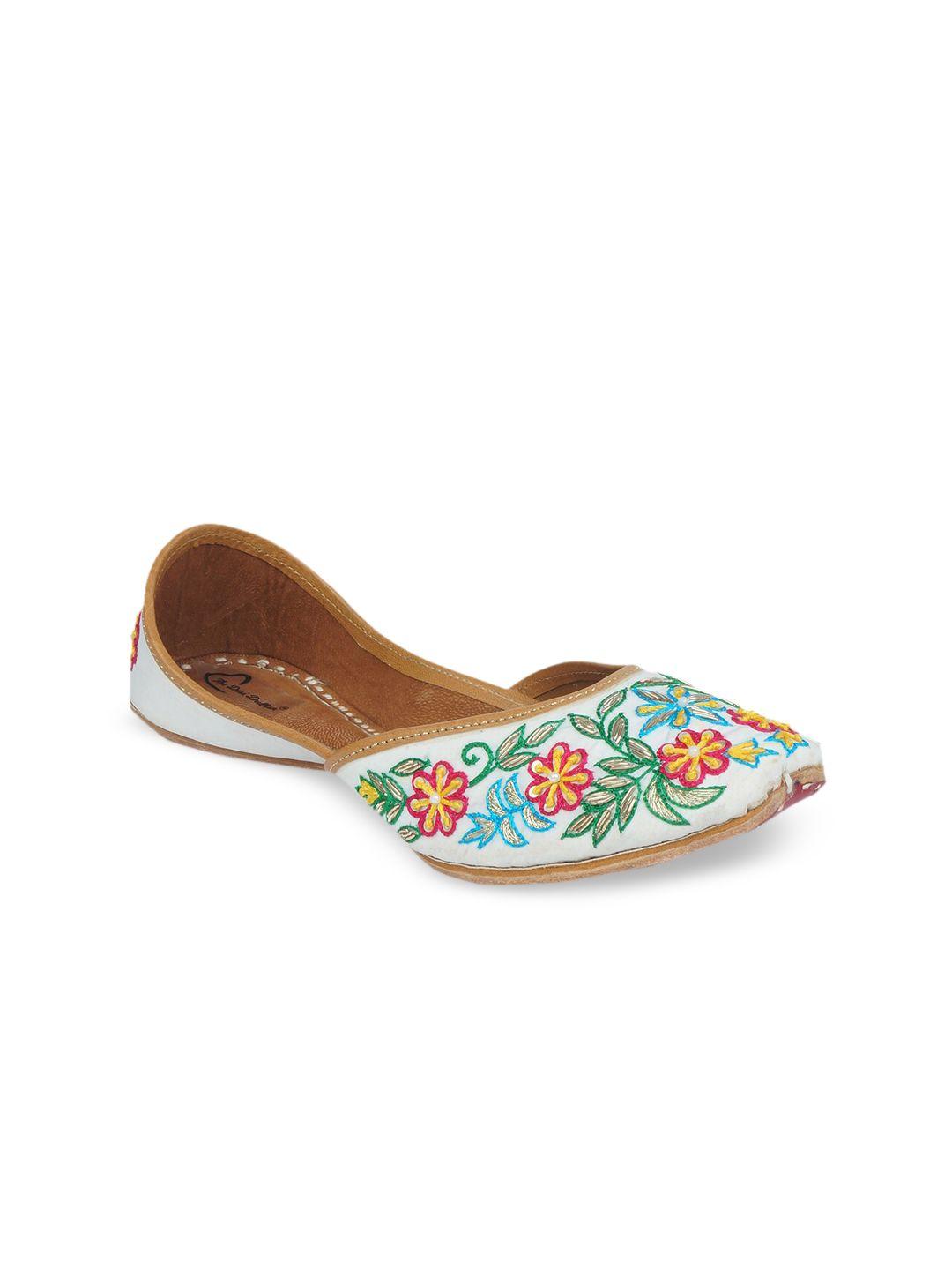 the desi dulhan women multicoloured embroidered embellished mojaris flats