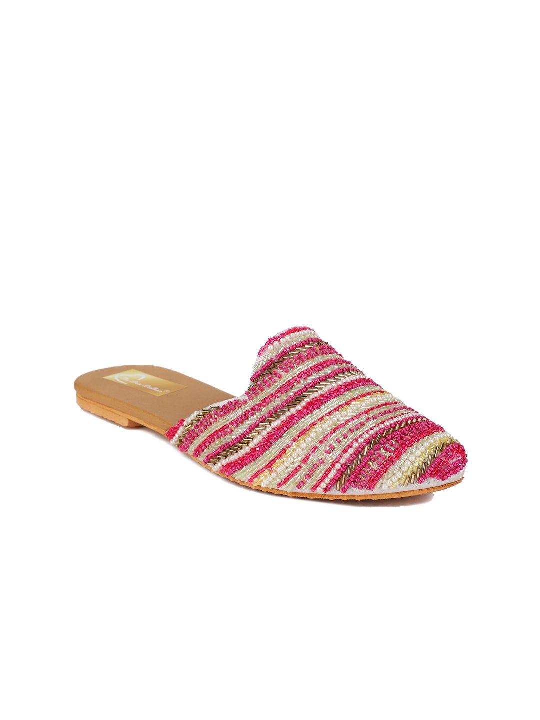 the desi dulhan women striped embellished ethnic mules