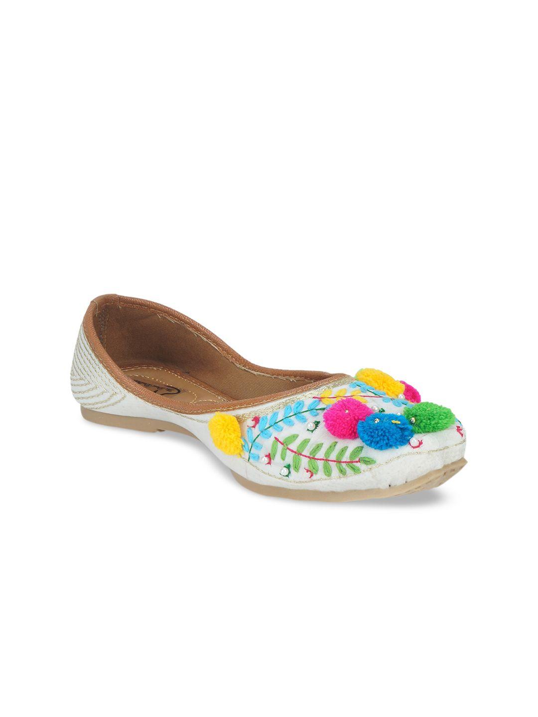 the desi dulhan women white printed leather party ballerinas flats