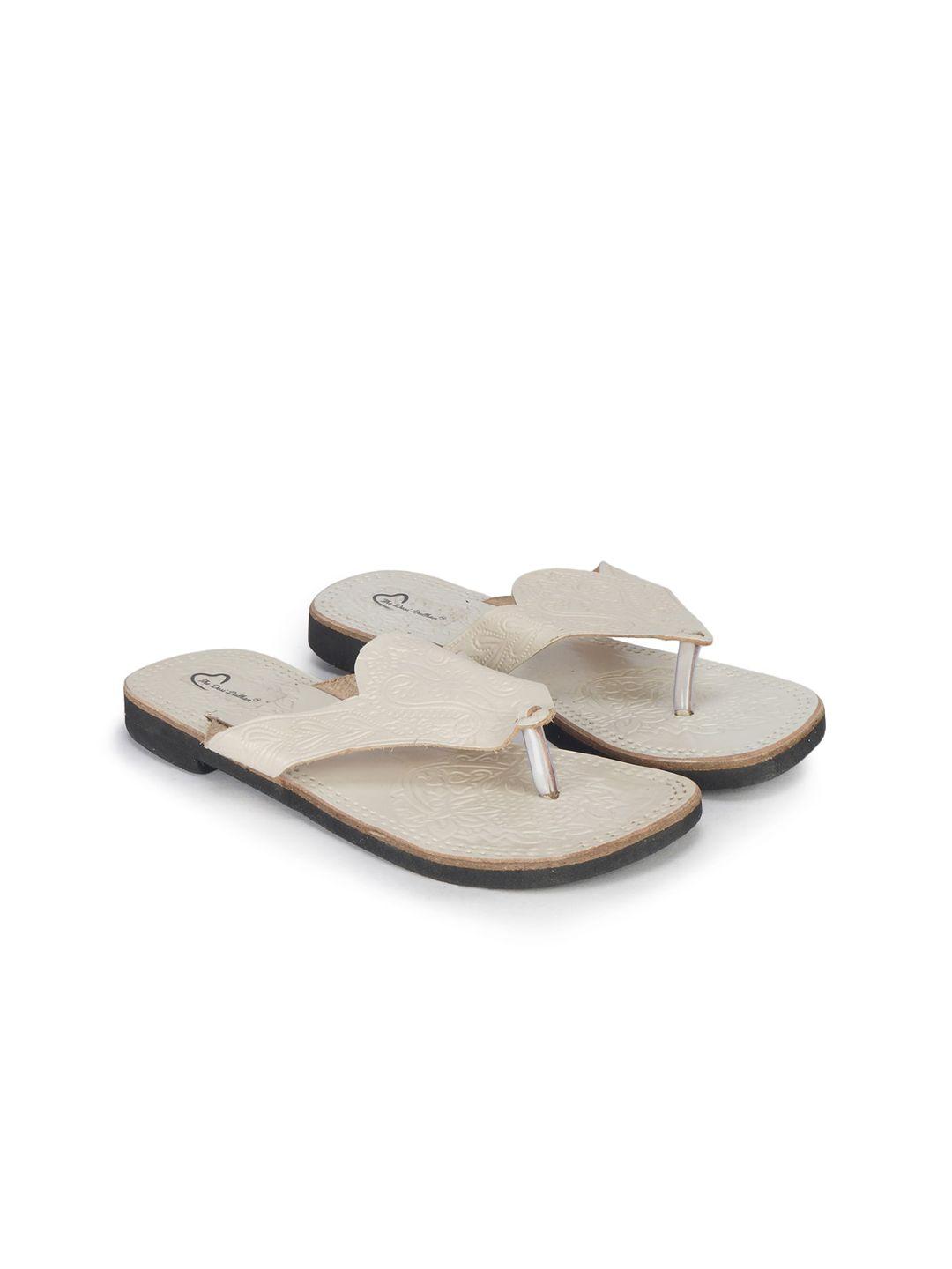 the desi dulhan women white t-strap flats