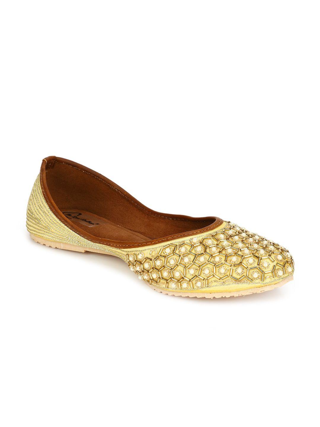 the desi dulhan women yellow ethnic ballerinas flats