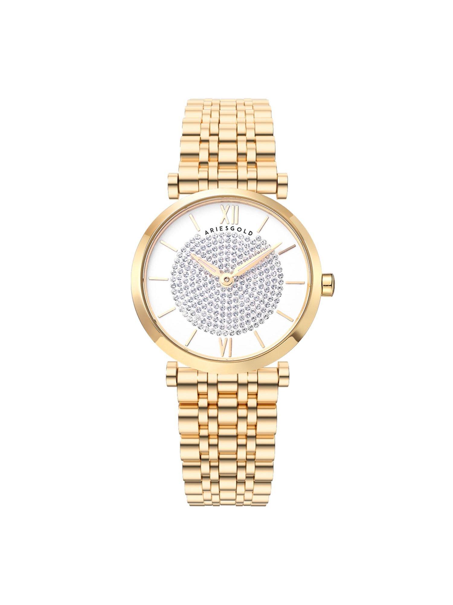 the draliet quartz white round crystal dial luminous hands women's watch - l 5042 g-w