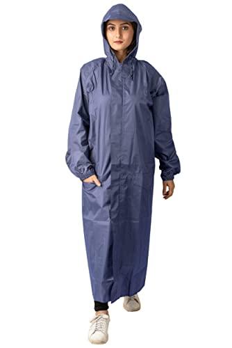 the dry cape ; let it rain raincoat waterproof bike jacket poncho for women girls scooty(camper, free size) (blue)