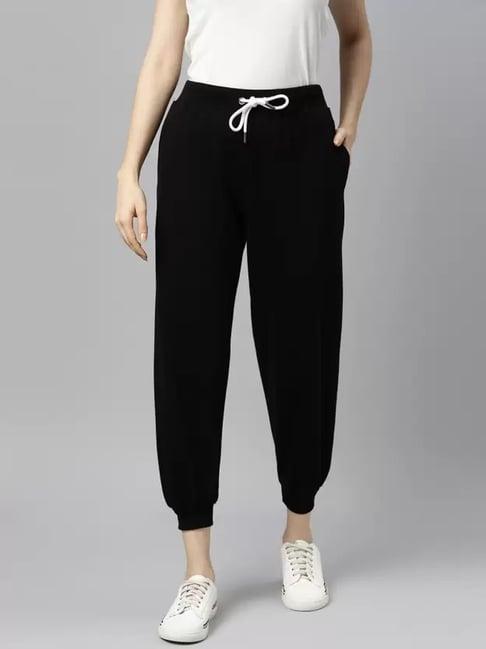 the dry state black cotton mid rise joggers