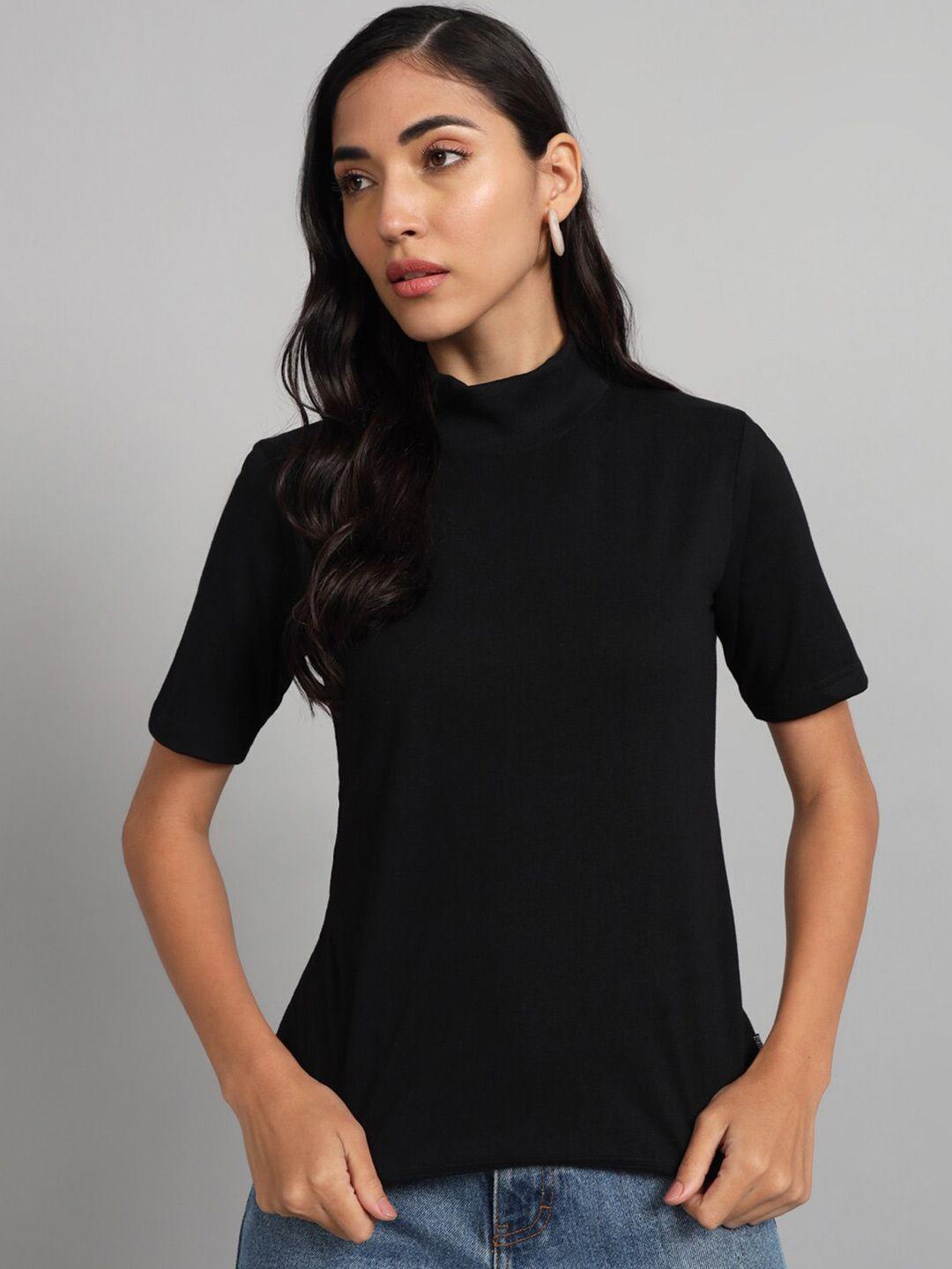 the dry state black high neck cotton t-shirt