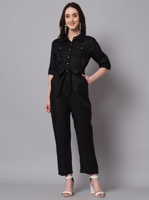 the dry state black shirt collar jumpsuit