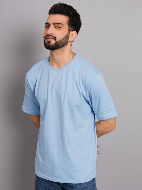 the dry state blue cotton regular fit printed t-shirt