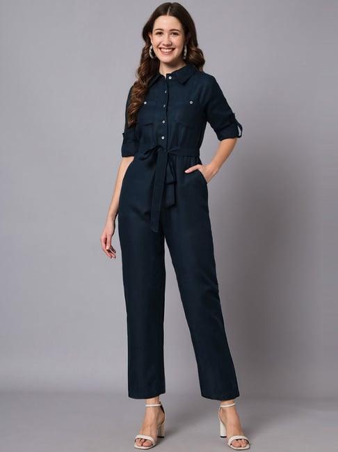 the dry state blue shirt collar jumpsuit