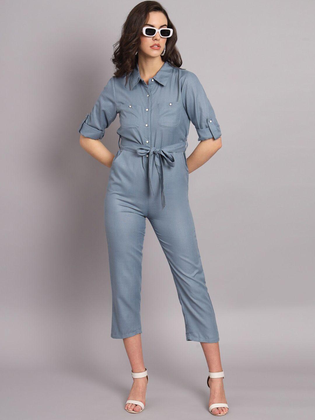 the dry state grey waist tie-up basic jumpsuit