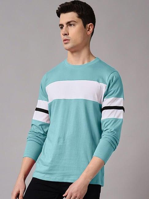 the dry state light blue cotton slim fit colour block t-shirt