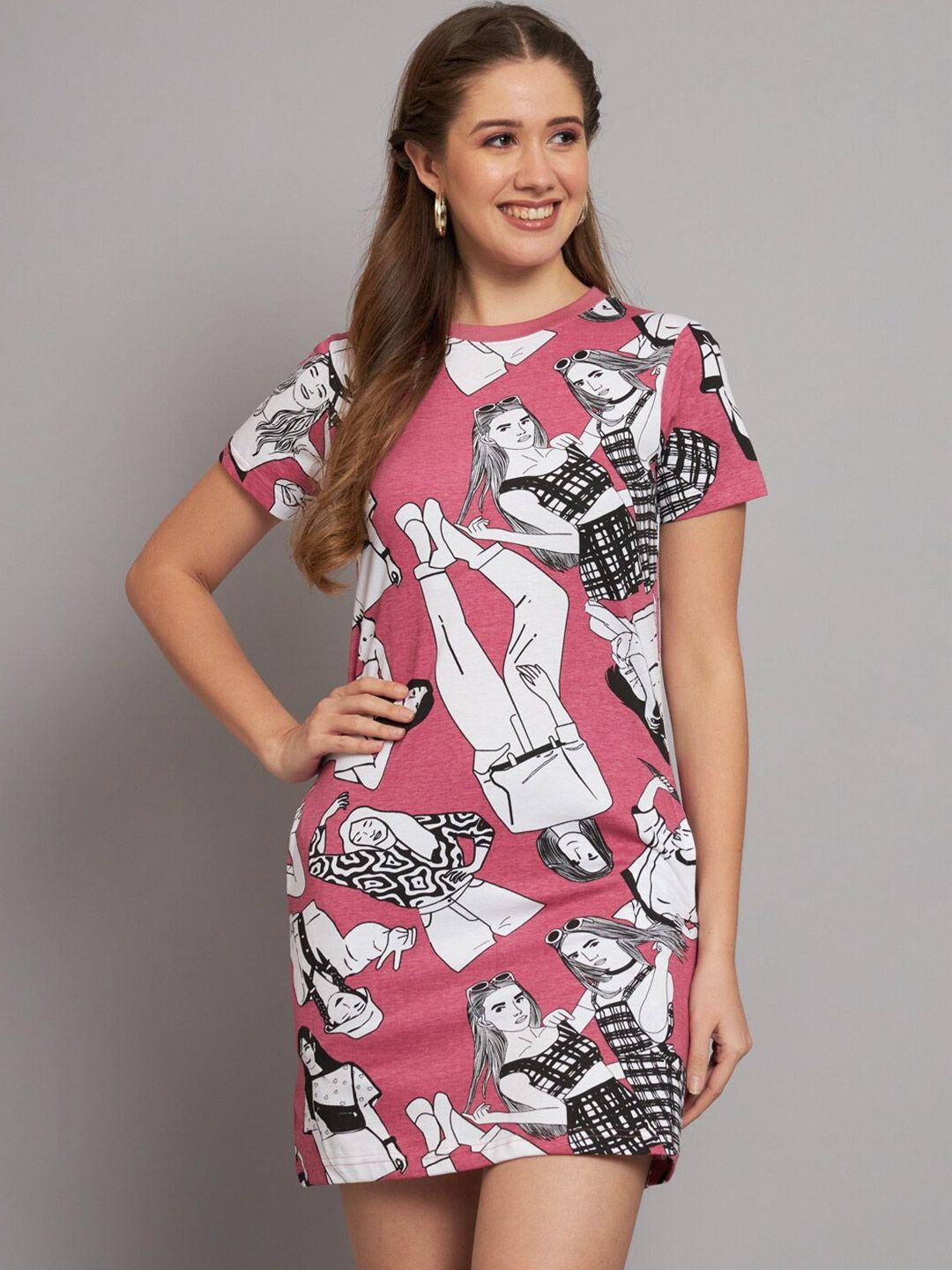 the dry state mauve graphic printed cotton t-shirt dress