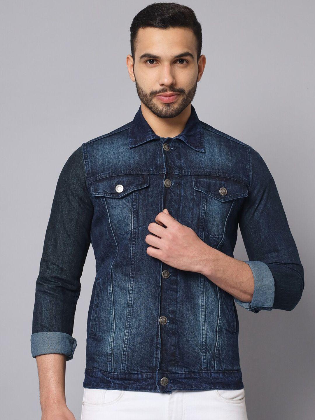 the dry state men blue washed cotton denim jacket