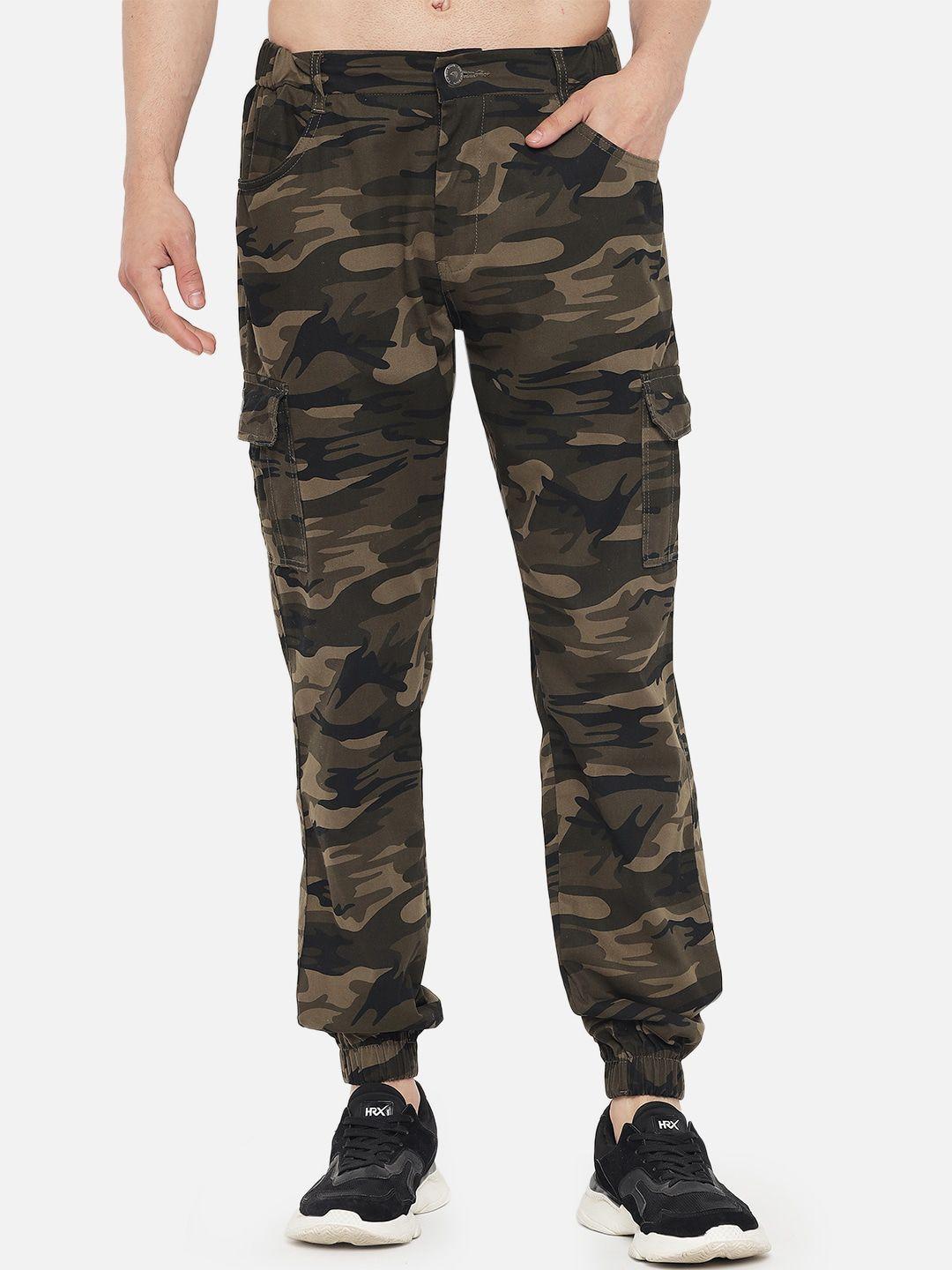 the dry state men camouflage printed relaxed loose fit cotton cargos trouser