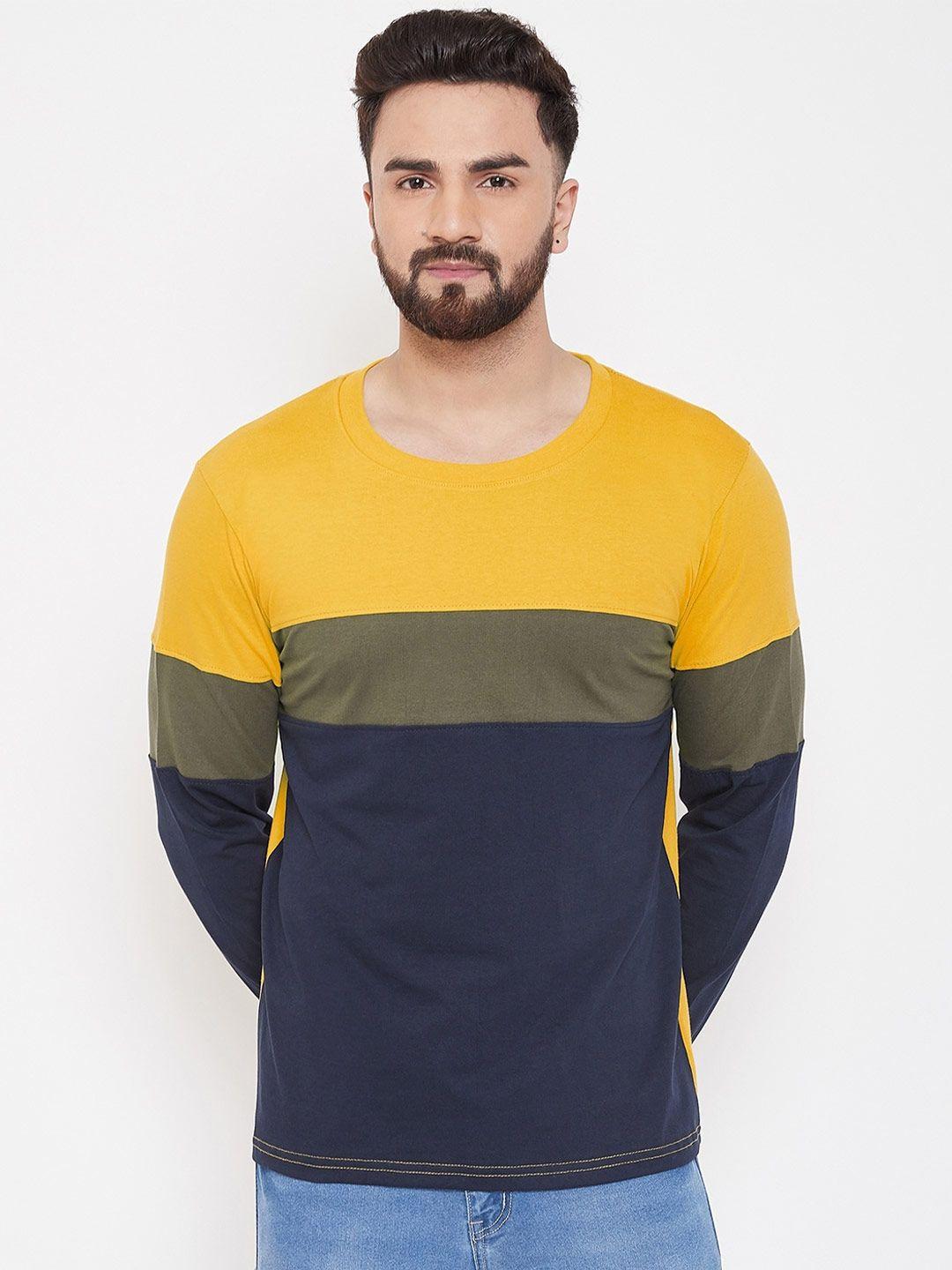 the dry state men colourblocked long sleeve cotton t-shirt