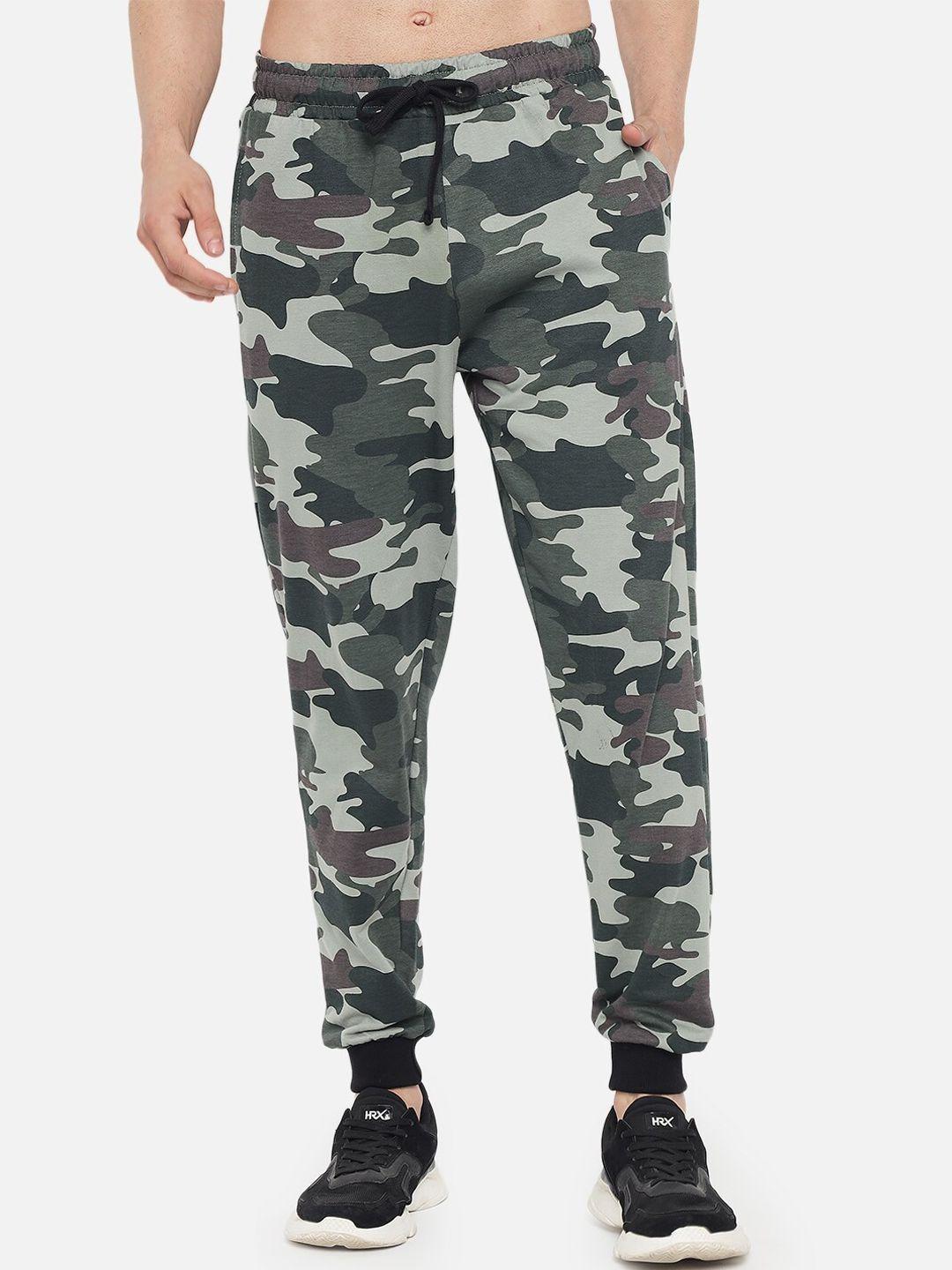 the dry state men green camouflage printed loose fit easy wash joggers trousers